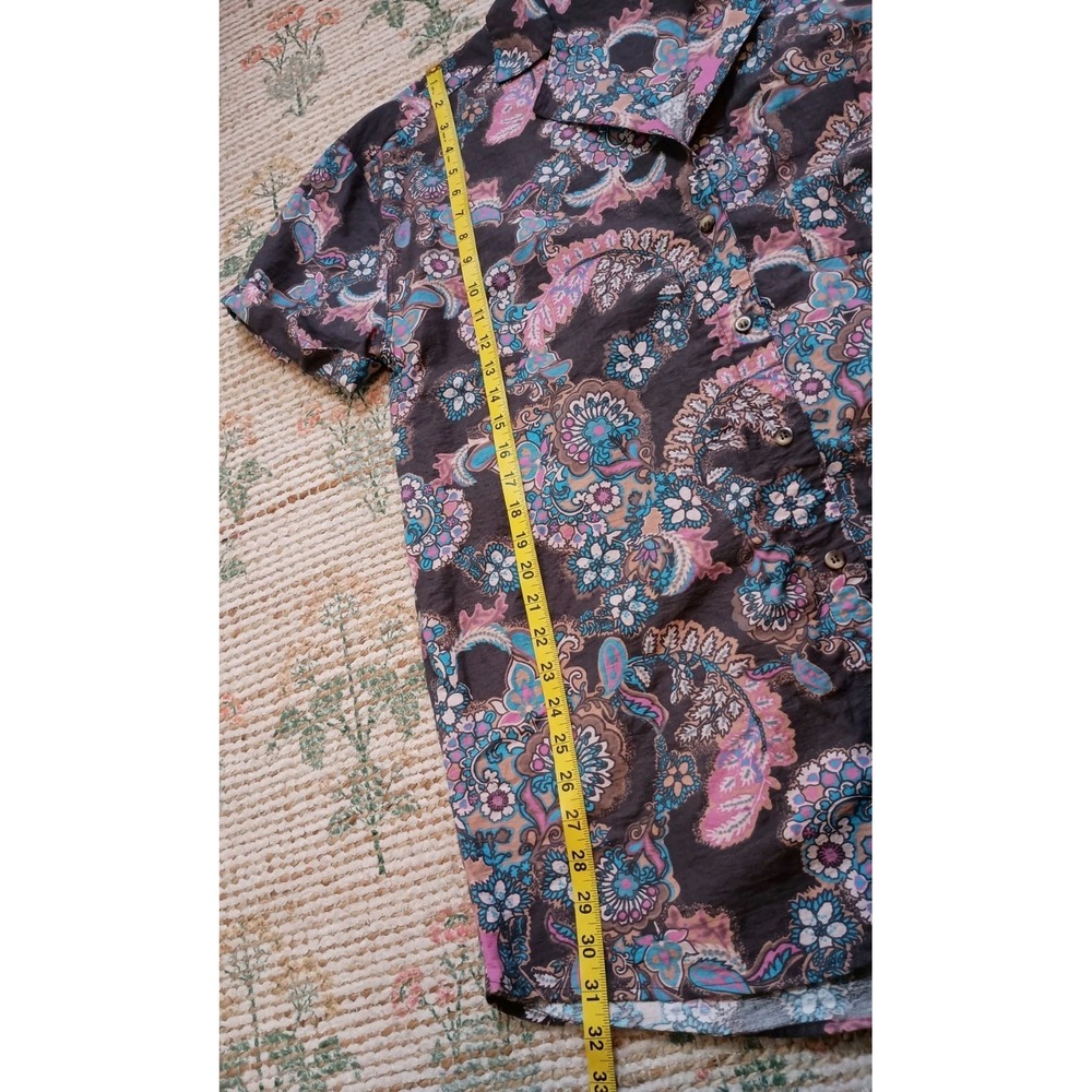 Free People We The Free Poolside‎ Printed Boyfriend Button Down Paisley Top Sz M - Picture 13 of 14